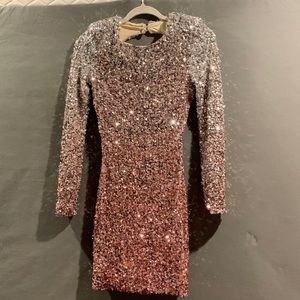 Hello Molly Silver/Pink Ombré Sequin dress